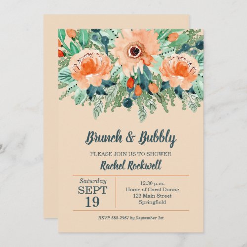 Brunch and Bubbly Peach Floral Bridal Shower