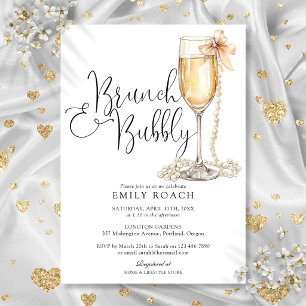 Brunch And Bubbly Pearls Bridal Shower Invitation