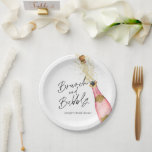 Brunch and Bubbly Pink and Gold Bridal Shower  Paper Plates<br><div class="desc">Brunch and Bubbly Personalized Paper Plates are a perfect addition to your Champagne theme bridal shower. Let's Cheer for a lifetime of love and happiness! Designed with a beautiful watercolor Pink and Gold Champagne Bottle.  Matching items in our store Cava Party Design.</div>