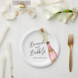 Brunch and Bubbly Pink and Gold Bridal Shower  Paper Plates