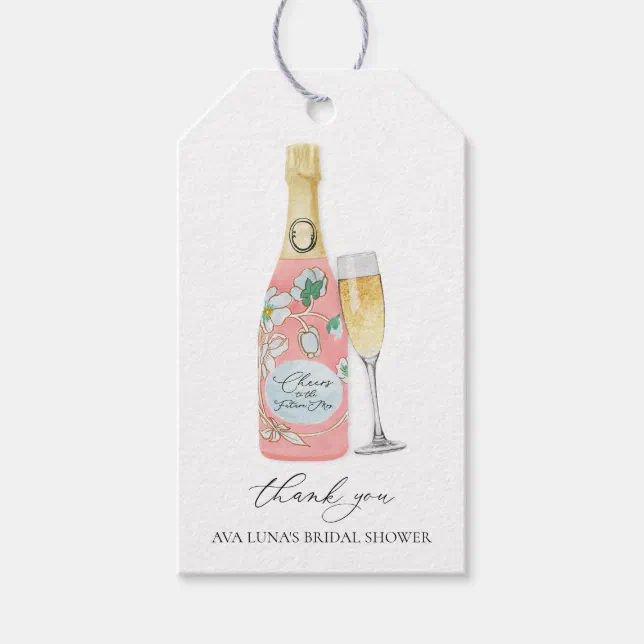 Brunch and Bubbly Pink Bridal Shower Favor Gift Tags | Zazzle
