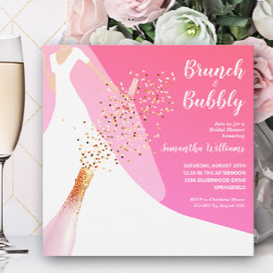 Brunch and Bubbly Pink Bridal Shower Invitation
