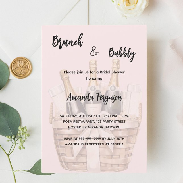 Brunch and bubbly pink Bridal Shower Invitation (Creator Uploaded)