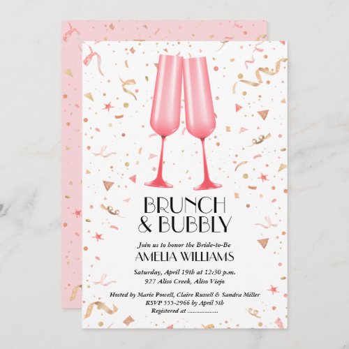 Brunch and Bubbly Pink Bridal Shower Invitation