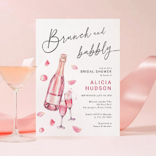 Brunch And Bubbly Pink Champagne Bridal Shower Invitation
