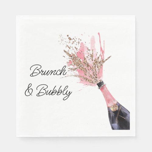 Brunch and Bubbly Pink Champagne Bridal Shower  Napkins