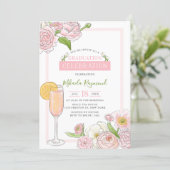 Brunch and Bubbly | Pink Floral Graduation Party Invitation (Standing Front)