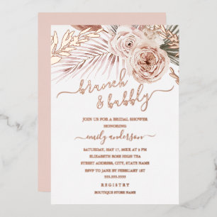Brunch And Bubbly ROSE GOLD FOIL Bridal Shower Foil Invitation