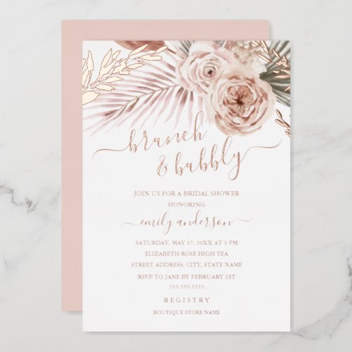 Brunch And Bubbly ROSE GOLD FOIL Bridal Shower Foil Invitation