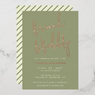 Brunch and Bubbly Sage Green Bridal Shower Gold Foil Invitation