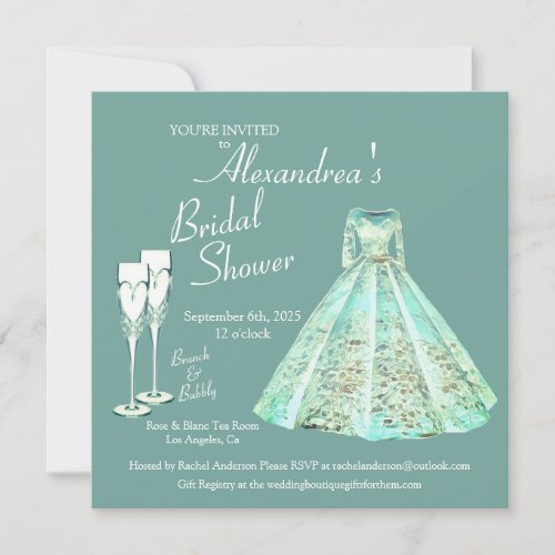 Brunch and Bubbly Sage Green Bridal Shower  Invitation