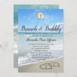 Brunch and Bubbly Sand Hearts Beach Bridal Shower Invitation