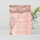 Brunch and bubbly Shower Blush Rose gold Invitation (Standing Front)