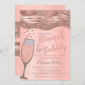 Brunch and bubbly Shower Blush Rose gold Invitation (Front/Back)
