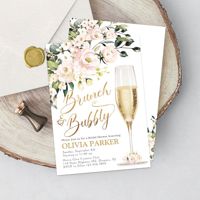 Brunch and Bubbly Shower Invitation Gold (Creator Uploaded)