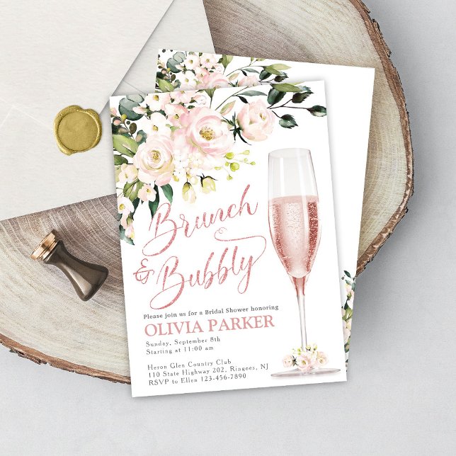 Brunch and Bubbly Shower Invitation Rose Gold (Creator Uploaded)