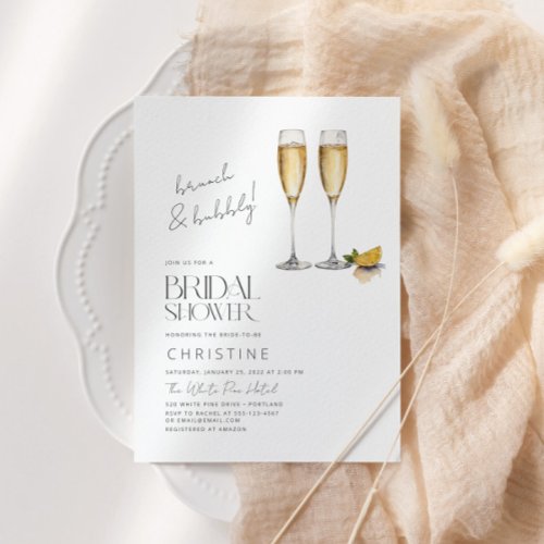 Brunch And Bubbly Sparkle Bridal Shower Invitation