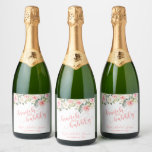 Brunch and Bubbly Sparkling Wine Label - Pink Text<br><div class="desc">Perfect Way to Celebrate the Bride to Be!</div>