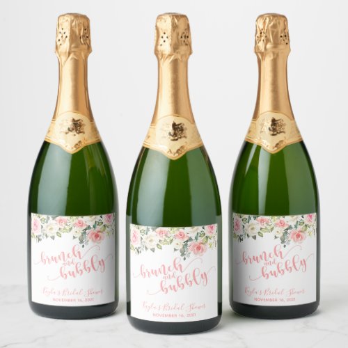 Brunch and Bubbly Sparkling Wine Label _ Pink Text