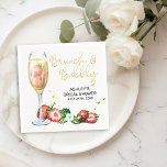 Brunch and Bubbly Strawberry and Champagne Shower Napkins<br><div class="desc">Brunch and Bubbly Napkins for your special occasion. The design features a watercolor illustration of a glass of champagne, strawberries and elegant hand lettering in gold. The editable wording currently reads "[your name] bridal shower [date]" and the template is set up for you to personalize this as you wish. Please...</div>