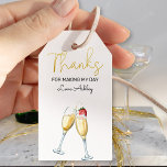 Brunch and Bubbly Strawberry & Champagne Thank You Gift Tags<br><div class="desc">Thank you gift tags suitable for any occasion and perfect for brunch and bubbly or summer party themes. The design features watercolor illustrations of strawberries and toasting champagne glasses with elegant hand lettering in gold. The wording reads "Thanks for making my day" and you can personalize the message with your...</div>