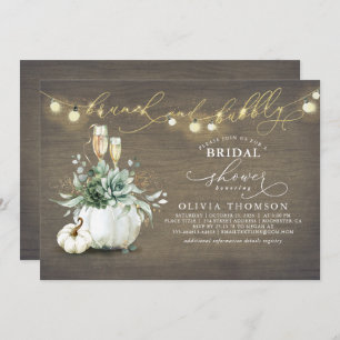 Brunch and Bubbly Succulents Pumpkin Bridal Shower Invitation