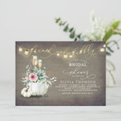 Brunch and Bubbly Succulents Pumpkin Bridal Shower Invitation (Standing Front)