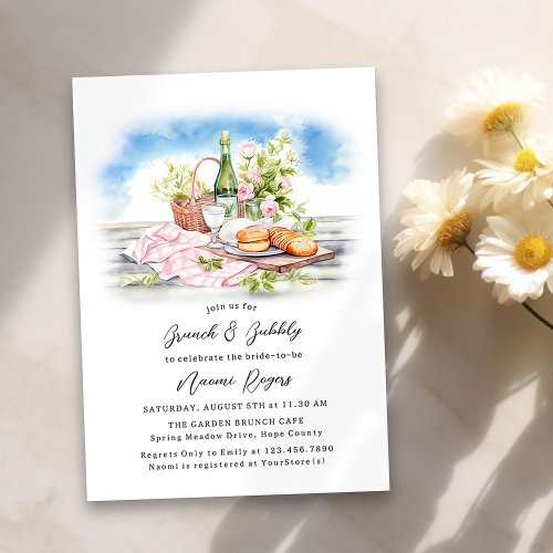 Brunch and Bubbly Summer Country Bridal Shower Invitation
