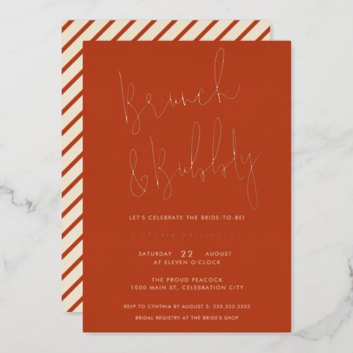 Brunch and Bubbly Terracotta Bridal Shower Gold  Foil Invitation