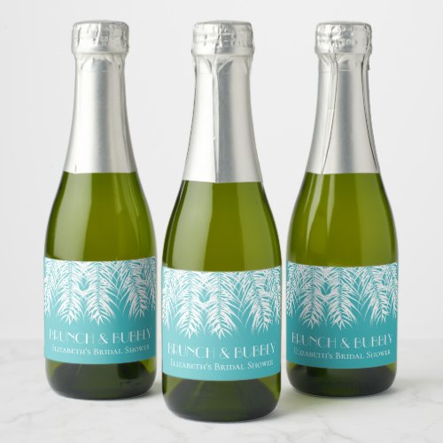 Brunch and Bubbly Turquoise Mini Sparkling Wine Label