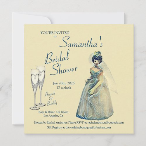 Brunch and Bubbly Vintage Bride Shower Invitation