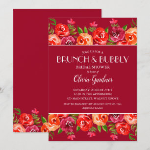 Brunch and Bubbly Watercolor Floral Bridal Shower Invitation