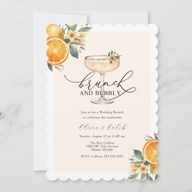 Brunch and Bubbly Wedding Brunch Invitation (Front)