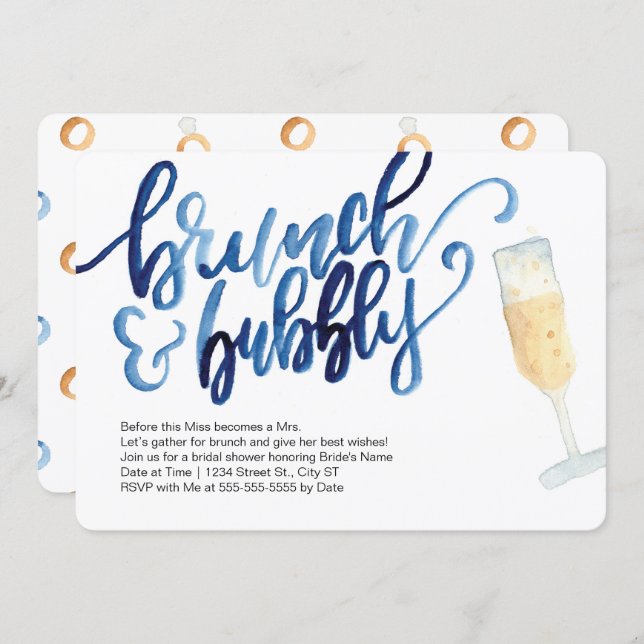 Brunch and Bubbly Wedding Shower Invitations (Front/Back)