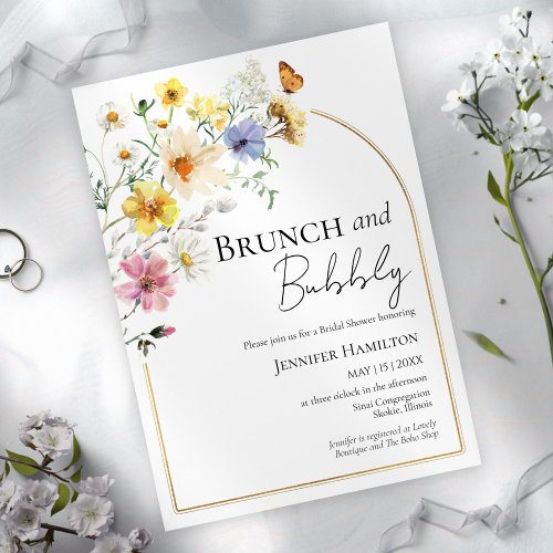 Brunch and Bubbly  Wildflower Boho Bridal Shower Invitation