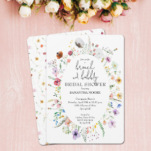 Brunch and Bubbly Wildflower Bridal Shower Invitation