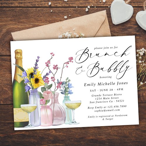 Brunch and Bubbly  Wildflowers and Champagne Invitation