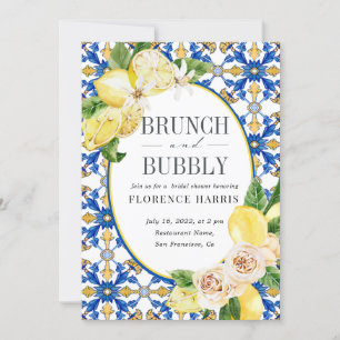 Brunch and Bubbly Yellow Lemon Bridal Shower Invitation