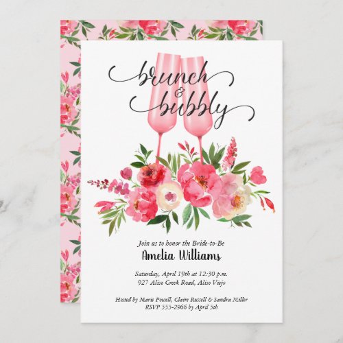 Brunch and Bubby Bridal Shower Champagne Invitation