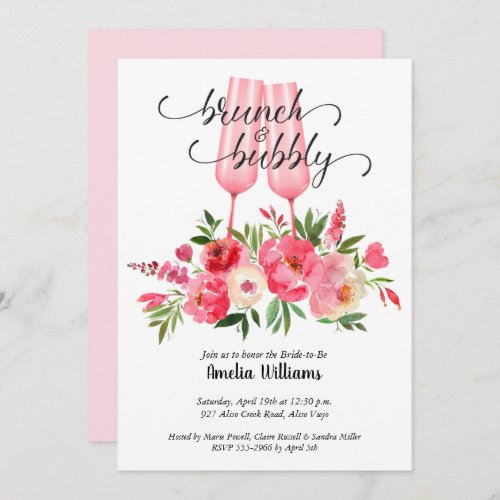 Brunch and Bubby Bridal Shower Champagne Invitation