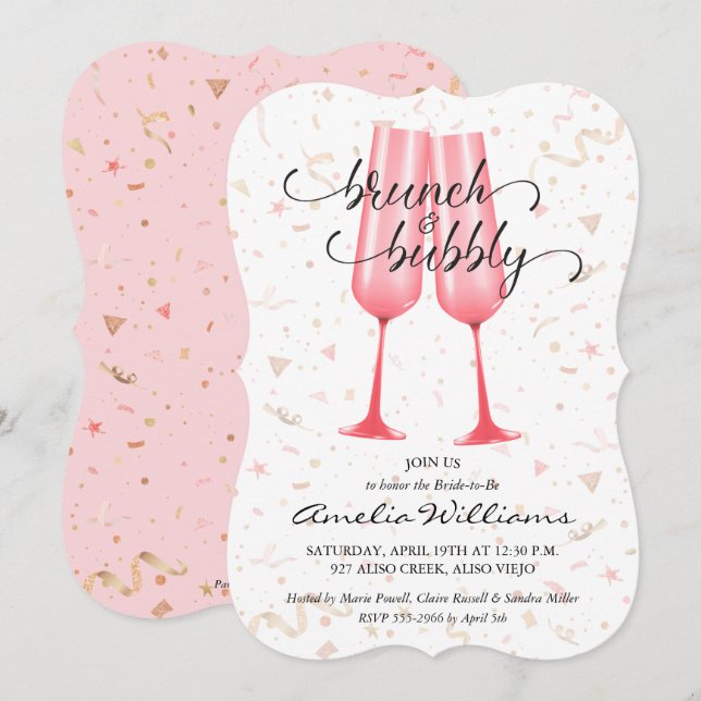 Brunch and Bubby Bridal Shower Pink Champagne (Front/Back)