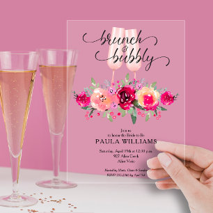 Brunch and Bubby Floral Bridal Shower Acrylic Invitations