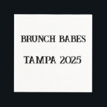 Brunch Babes Custom Napkins – Girls Weekend 2025<br><div class="desc">Start your day sunny-side up with these stylish “Brunch Babes” personalized napkins! Whether you’re toasting mimosas at a girls weekend or celebrating a bachelorette brunch, these bold-text napkins are the perfect vibe. Add your destination or name like “Tampa 2025” to make it your own. Includes soft, 3‑ply napkins perfect for...</div>