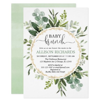 Gender Neutral Eucalyptus Greenery Oh Baby Shower Invitation