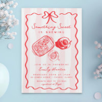 Brunch Baby Shower Sweets Coffee Bow Pink Doodle