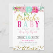 Brunch & Baby Summer Flowers Boho Gold Glitter Invitation (Front)