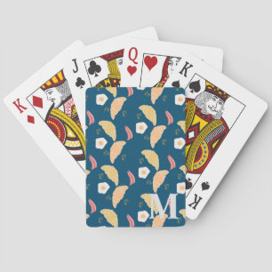 Brunch Breakfast Croissants Eggs Bacon Pattern Poker Cards