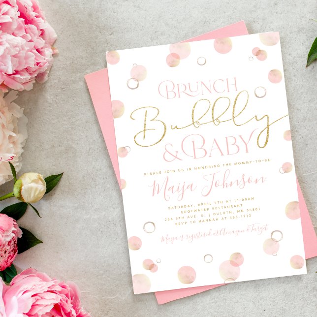 Brunch Bubbly and Baby Shower Invitation