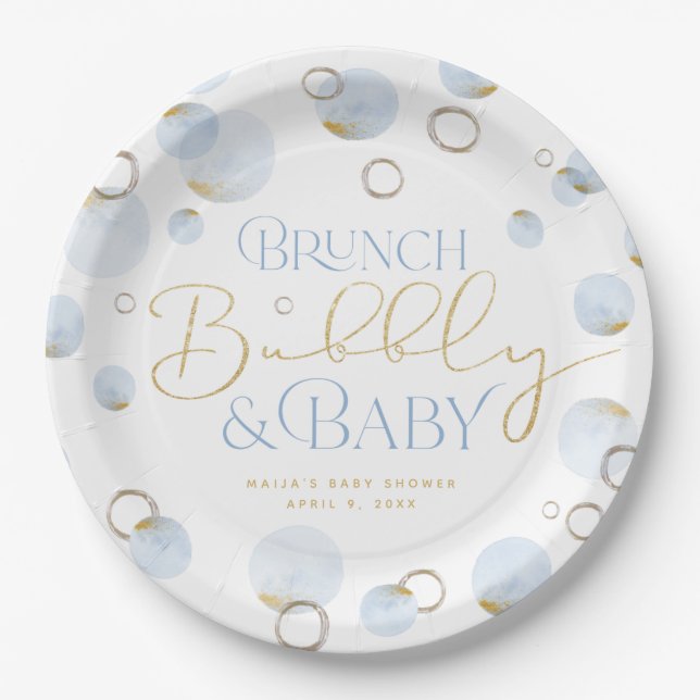 Brunch Bubbly and Baby Shower Paper Plates (Front)