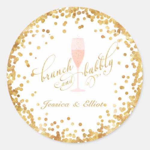 Brunch  Bubbly Bachelorette Engagement Brunch Classic Round Sticker